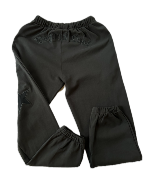 Smoke Gray on Gray Star Sweatpants. Lightweight Oversized. Limited Edition!