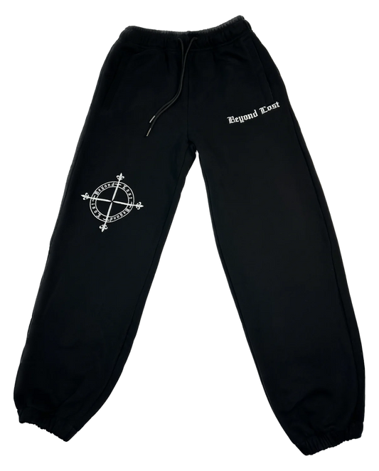 Black Glow Sweatpants: Glow in the Dark Embroidery 3 zip pockets