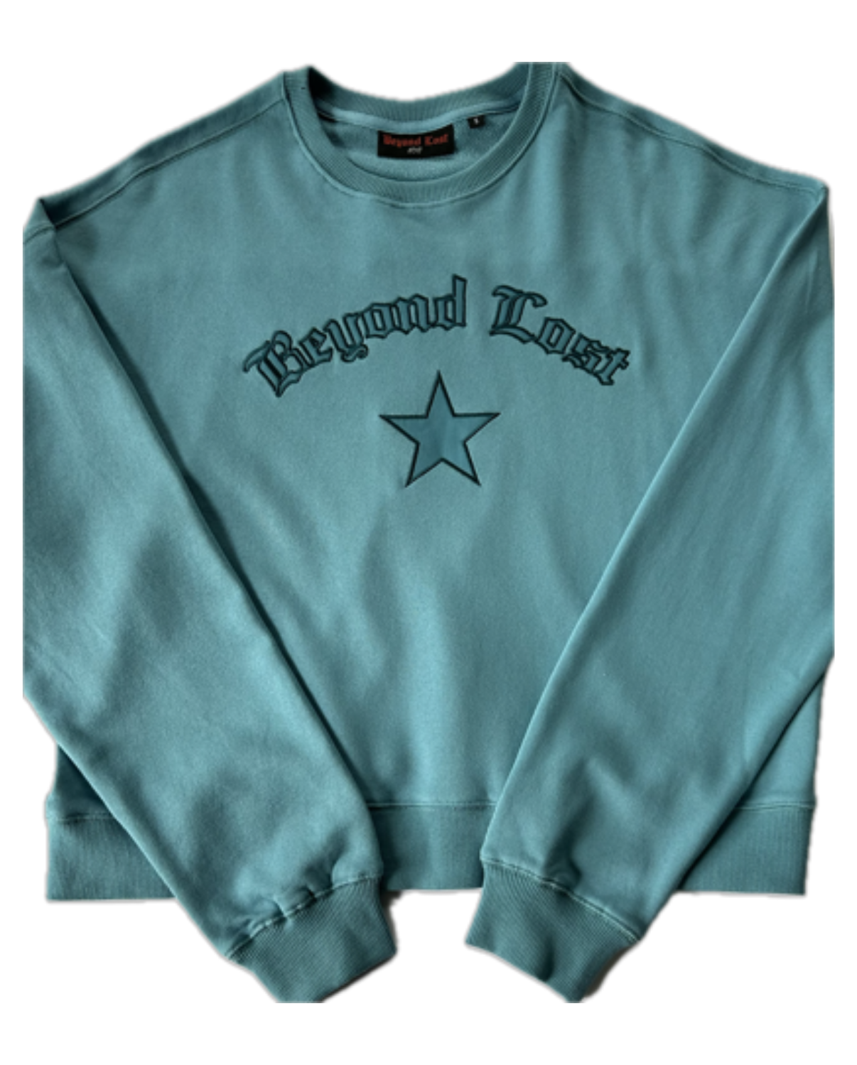Aqua Blue Waist Length Crewneck Sweatshirt. Lightweight Oversized. Limited Edition!
