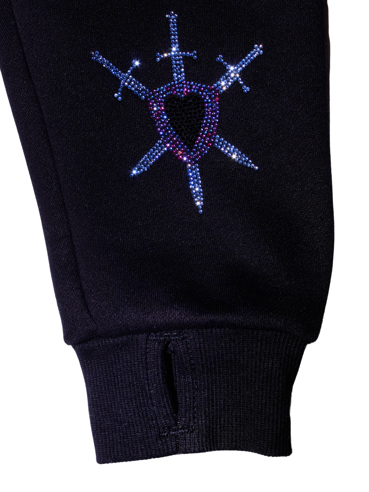 Black Rhinestone Zip Up Hoodie: Swords & Shields