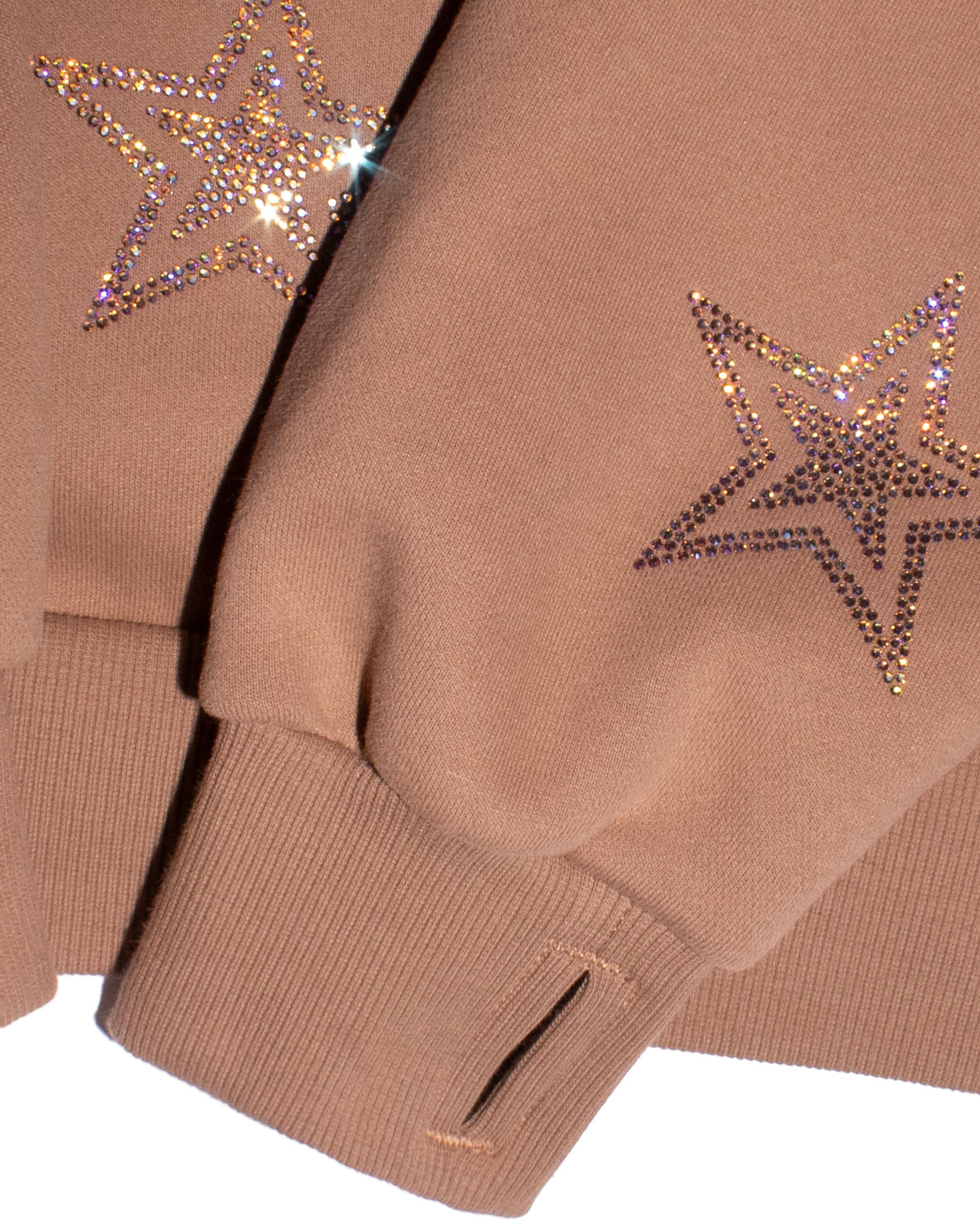 Latte Stars Zip Up Hoodie: Iridescent Rhinestones