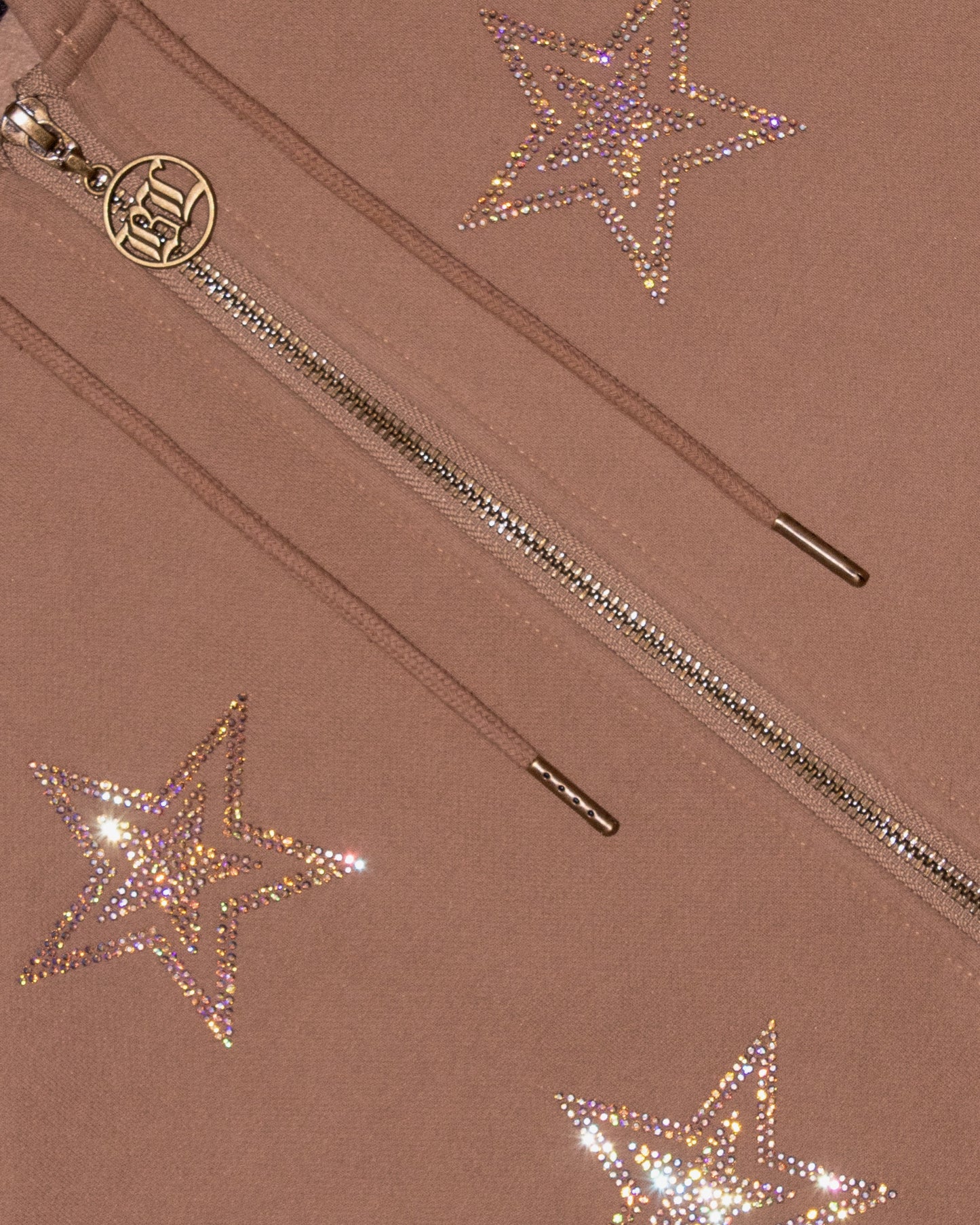 Latte Stars Zip Up Hoodie: Iridescent Rhinestones