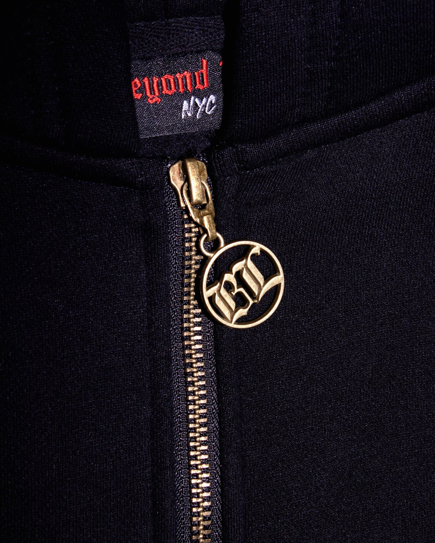 Black Rhinestone Zip Up Hoodie: Swords & Shields