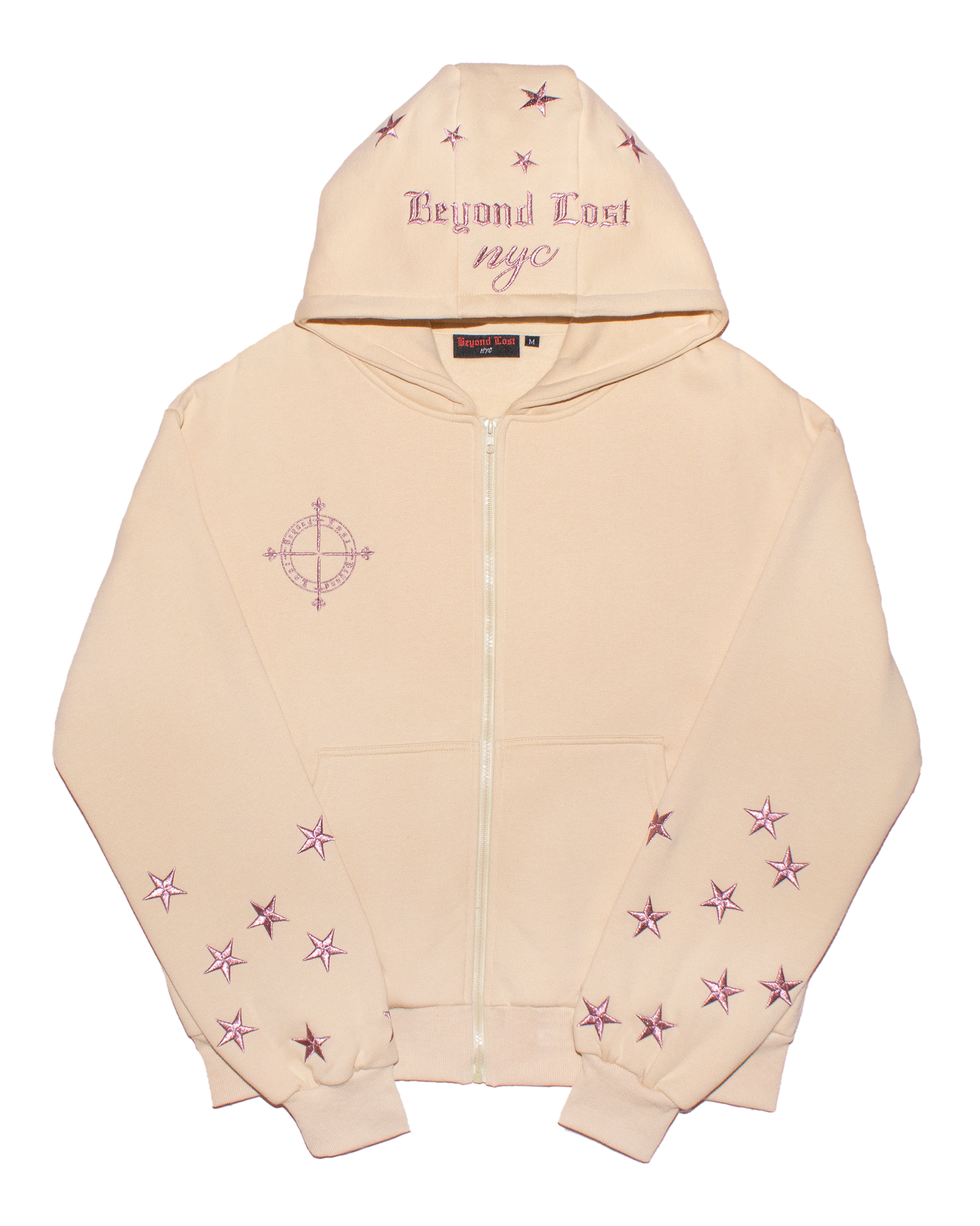 Champagne Stars Zip Up Hoodie: Western Edit w/ Metallic Embroidery