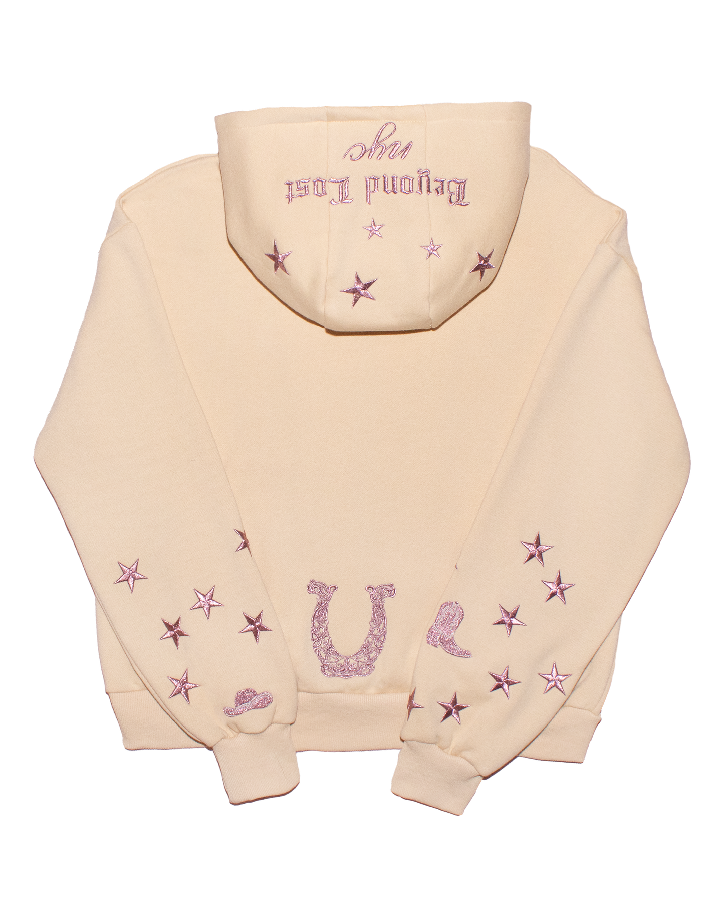Champagne Stars Zip Up Hoodie: Western Edit w/ Metallic Embroidery