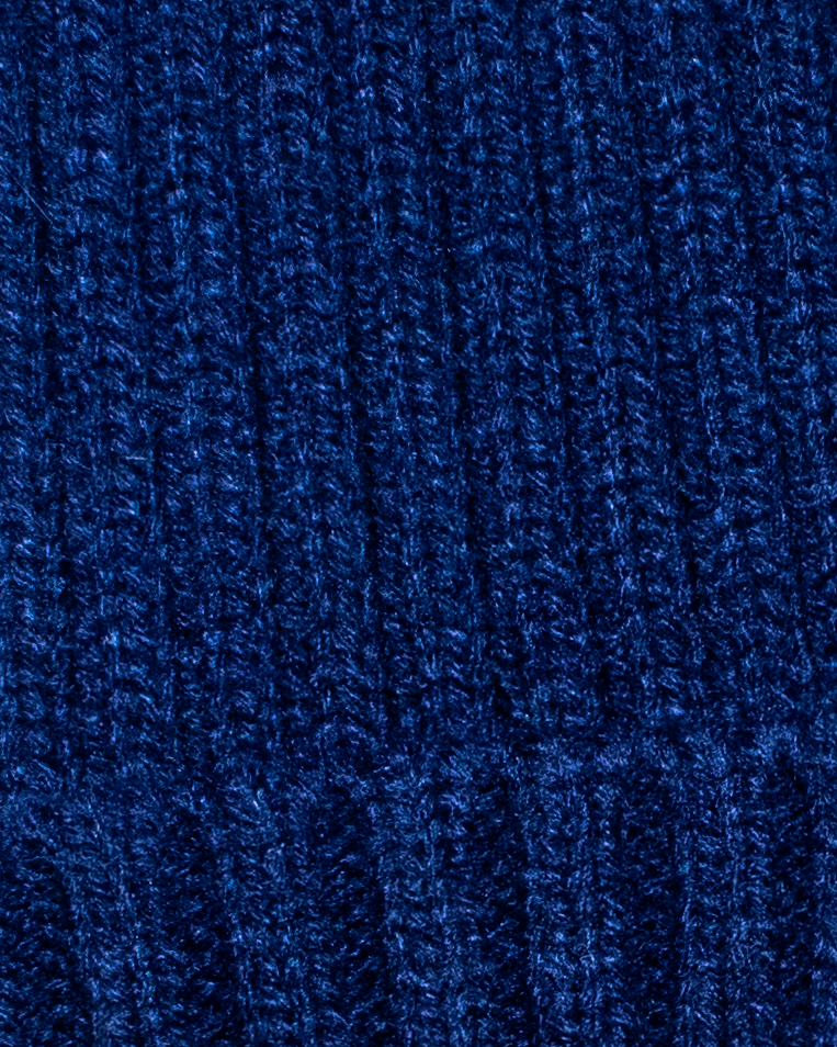 Navy Loose Knit Beanie: Navy w/ Gold Embroidery