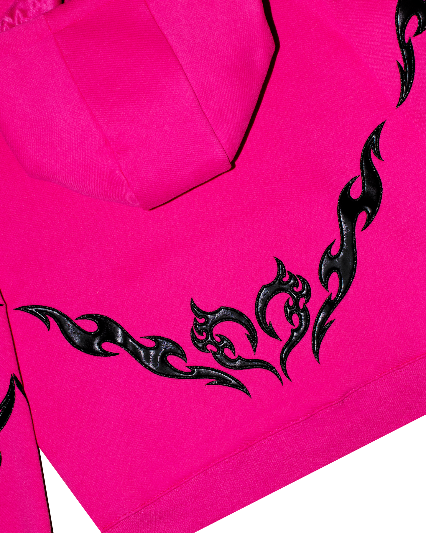 Neon Comfy Collection: Pink Hoodie w/Vegan Leather Design