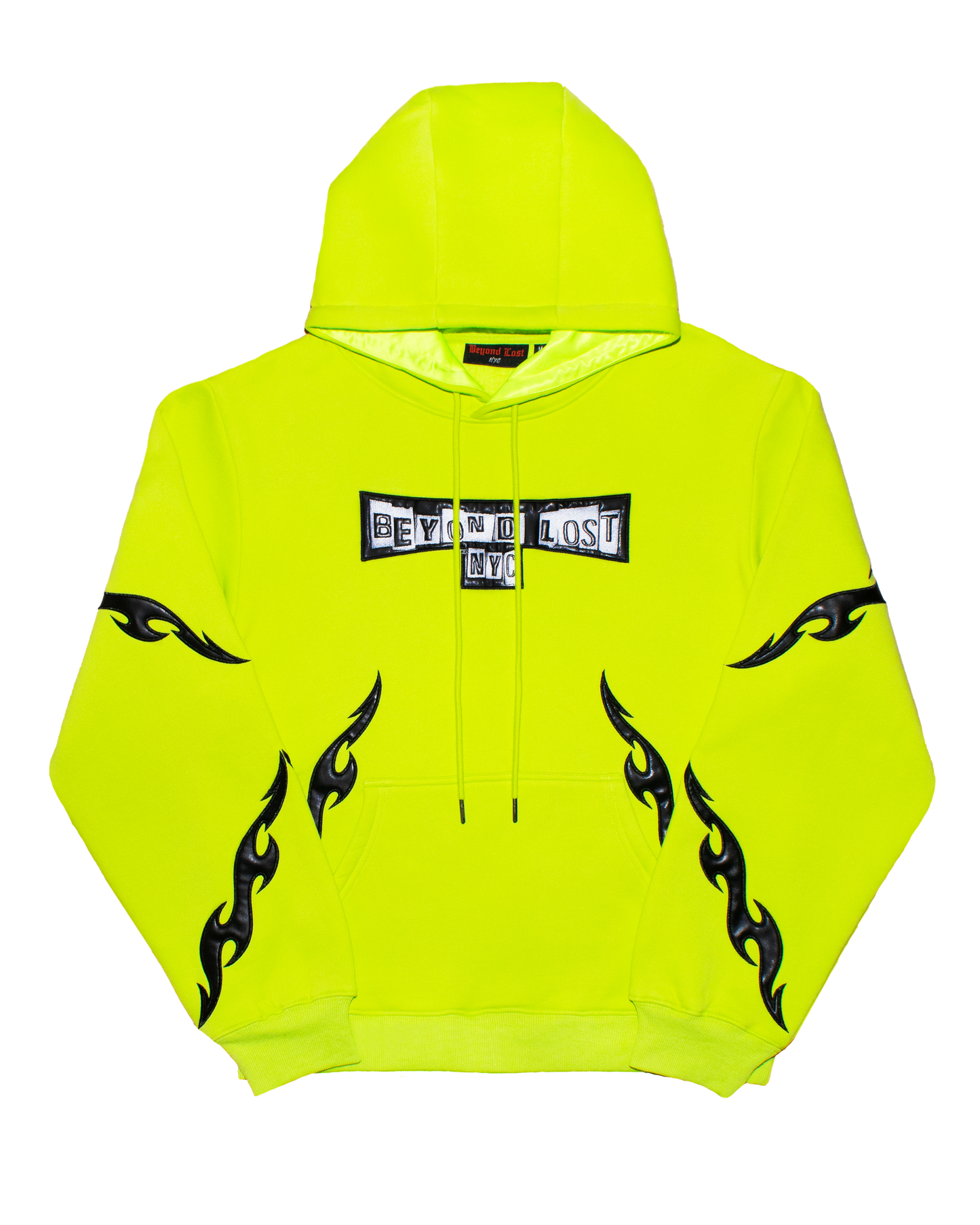 Neon Comfy Collection: Green Hoodie w/Vegan Leather Design