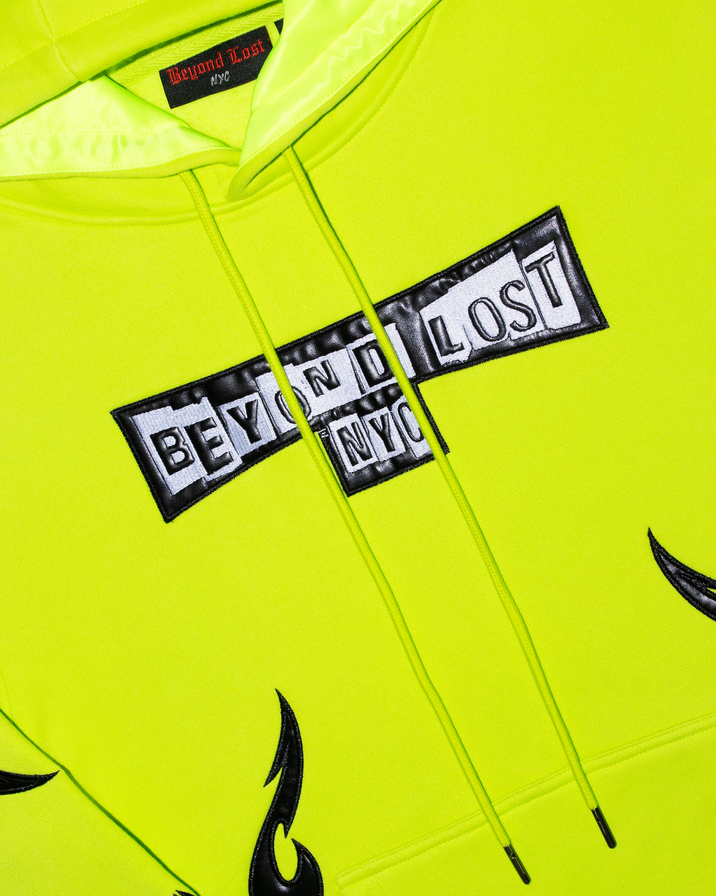Neon Comfy Collection: Green Hoodie w/Vegan Leather Design