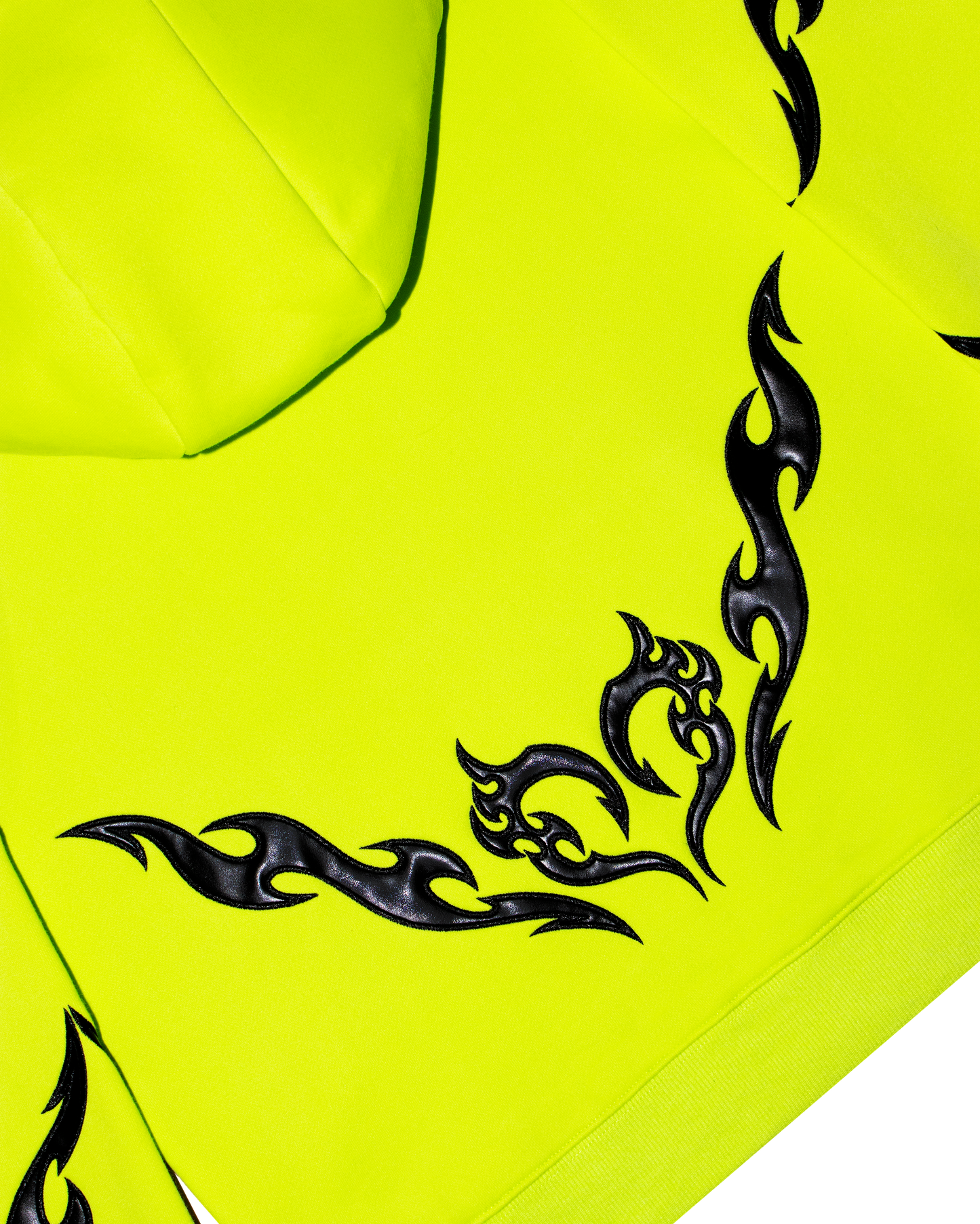Neon Comfy Collection: Green Hoodie w/Vegan Leather Design
