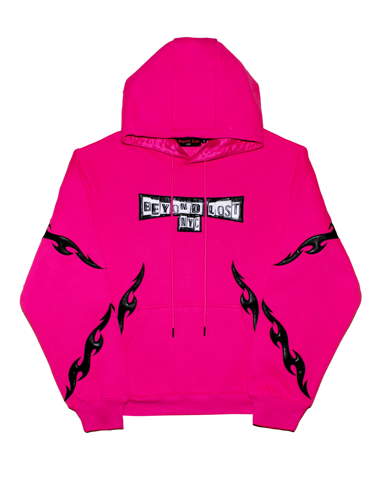 Neon Comfy Collection: Pink Hoodie w/Vegan Leather Design