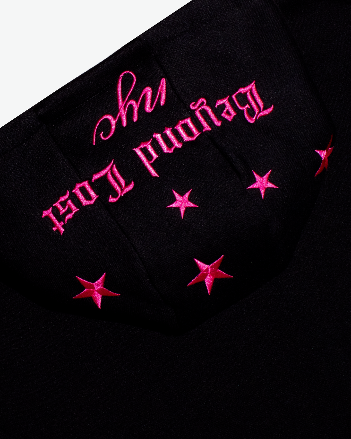 Black & Pink Zip Up Hoodie: Western Edit w/ Metallic Embroidery