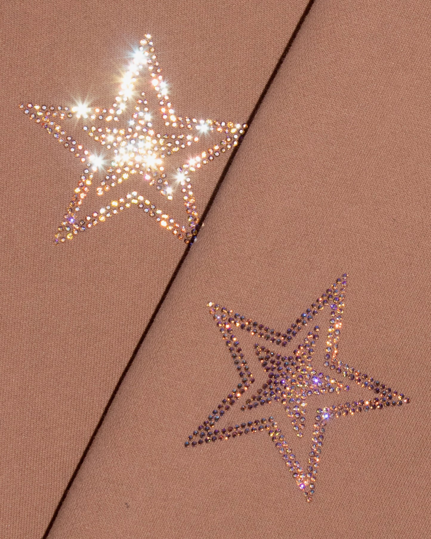Latte Stars Zip Up Hoodie: Iridescent Rhinestones