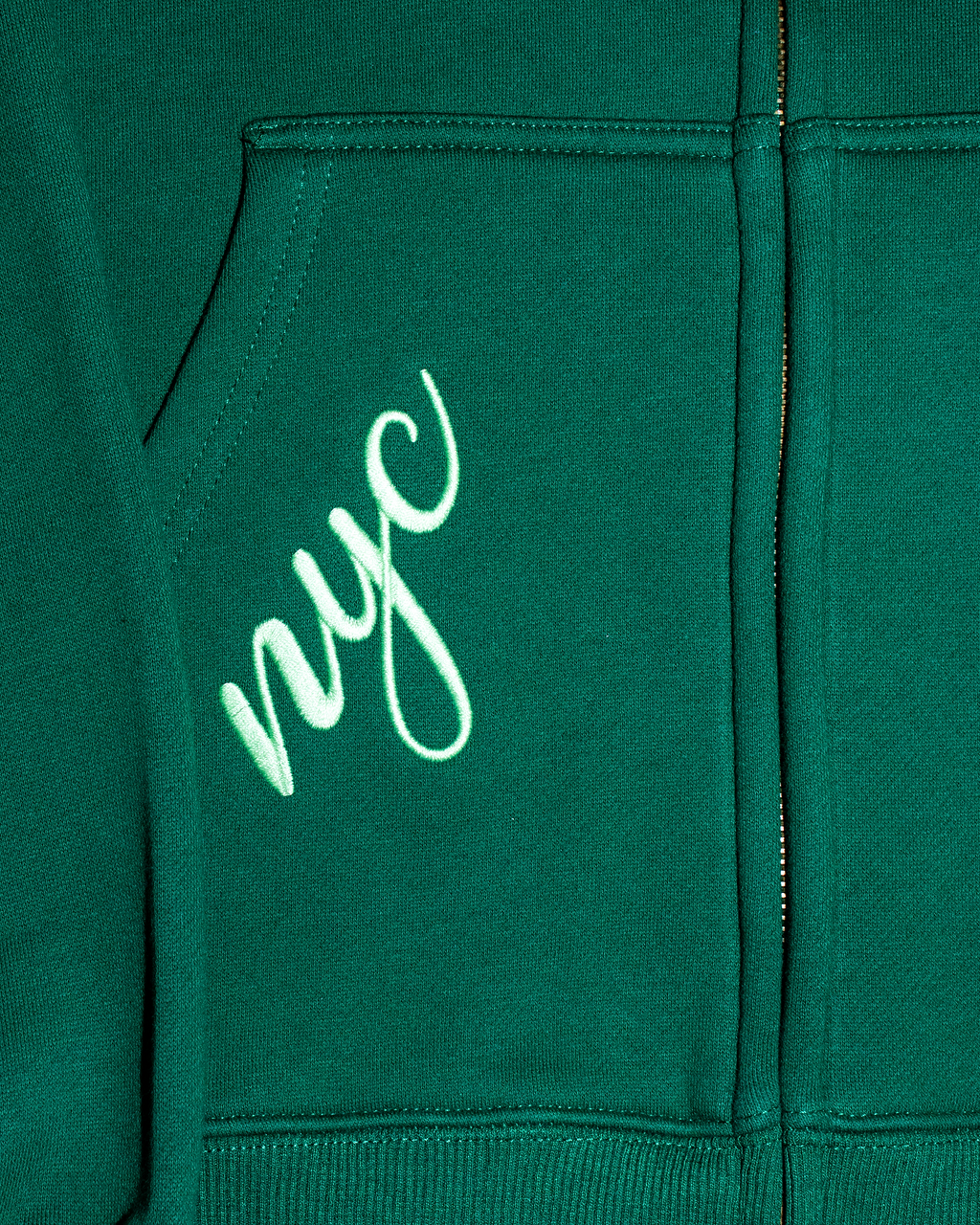 Year of the Dragon Collection: Jade Green Zip Up Hoodie Neon Green Embroidery