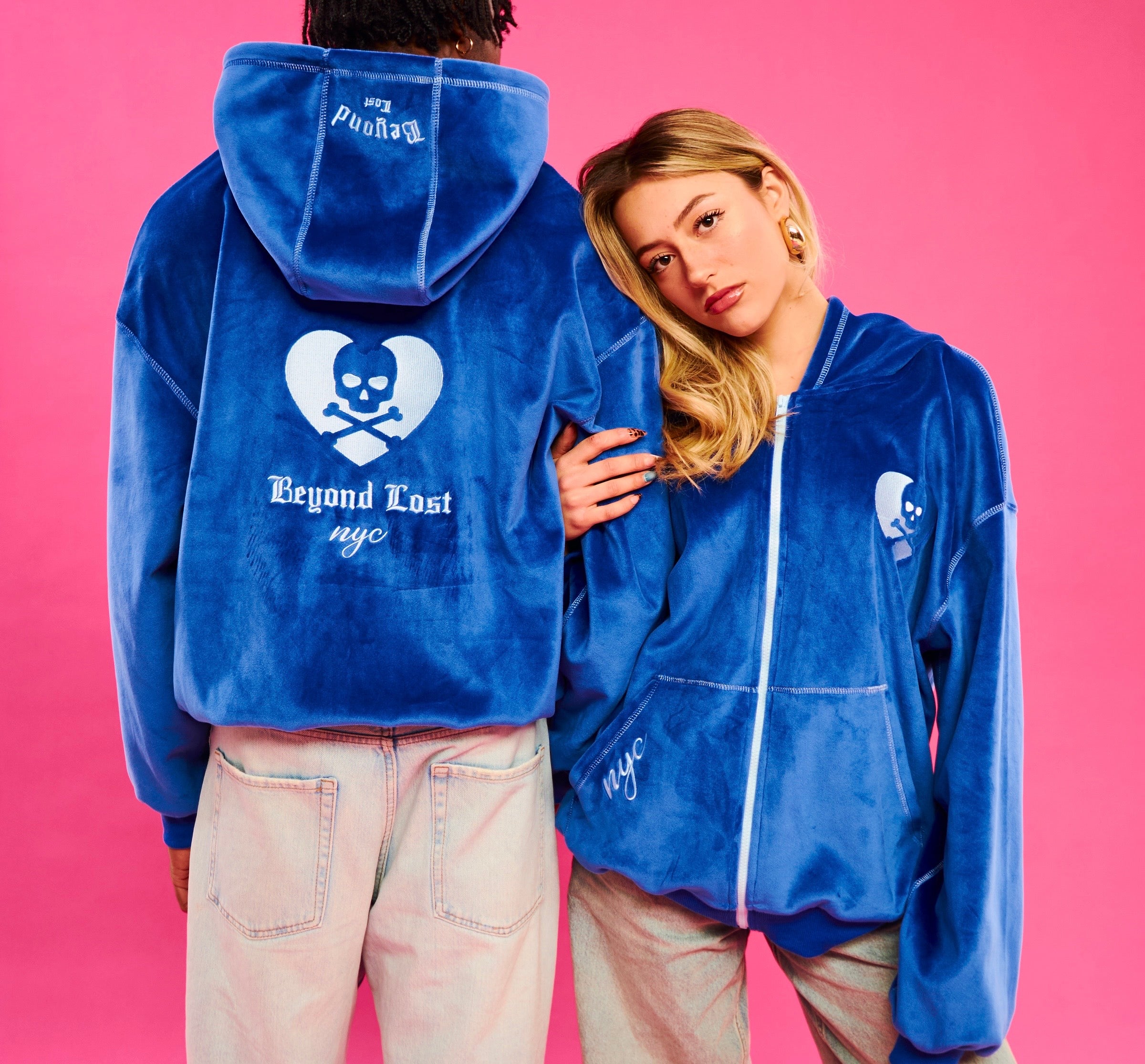 Luxury Velvet Blue Hoodie: Special Edition – Beyond Lost NYC