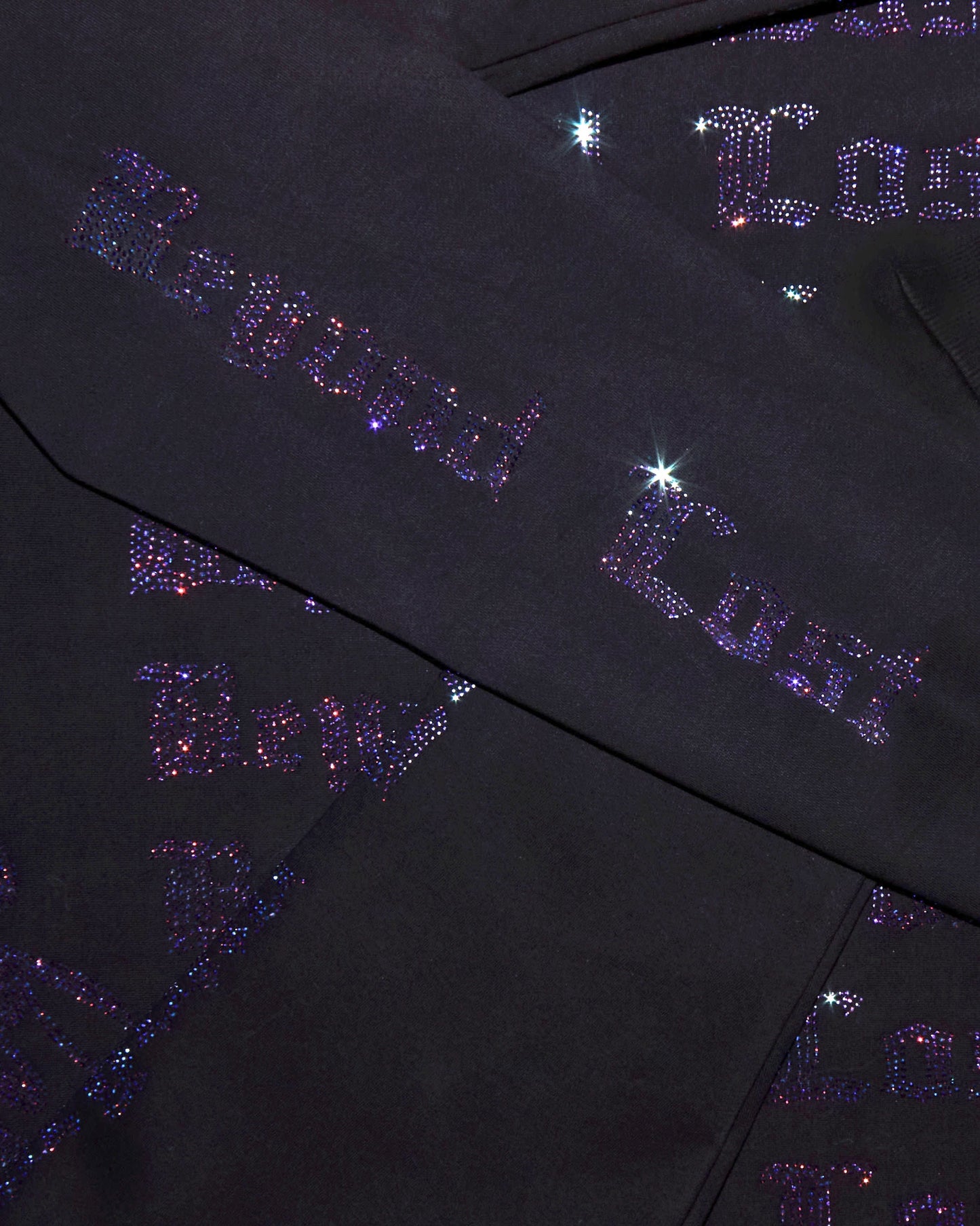 Cult Classic - Oversized Black Hoodie with 12k+ Blue Iridescent Rhinestones