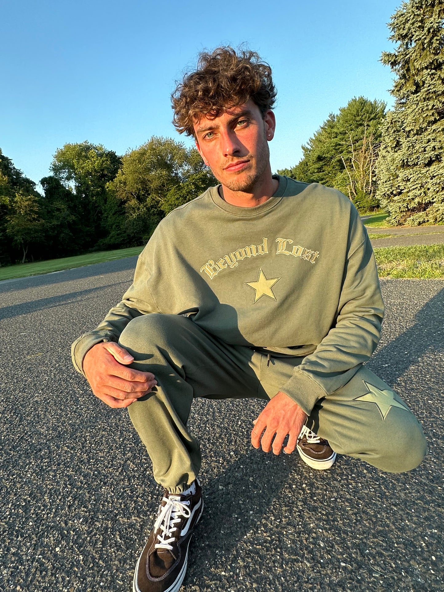 Sage Green Star Crewneck Sweatshirt. Lightweight Oversized. Limited Edition!