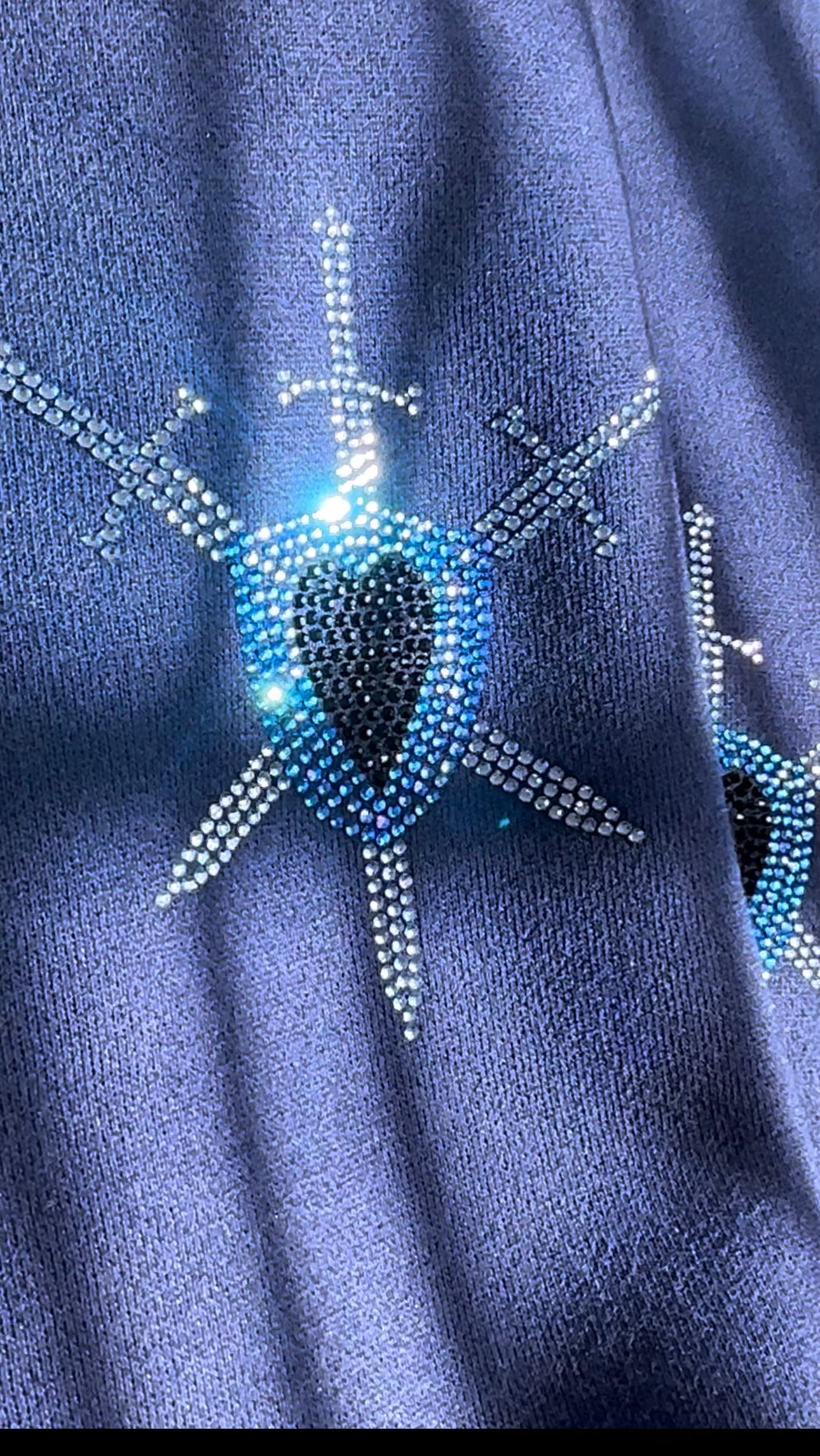 Updated design! Swords & Shields Navy Rhinestone Zip Up Hoodie w/3 panel hood (not shown)