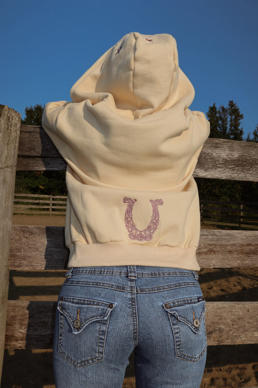 Champagne Stars Zip Up Hoodie: Western Edit w/ Metallic Embroidery