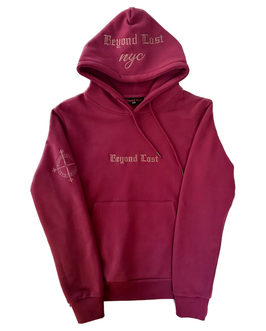 Berry Oversized Pullover Hoodie: Light Berry Embroidery - Unisex fit