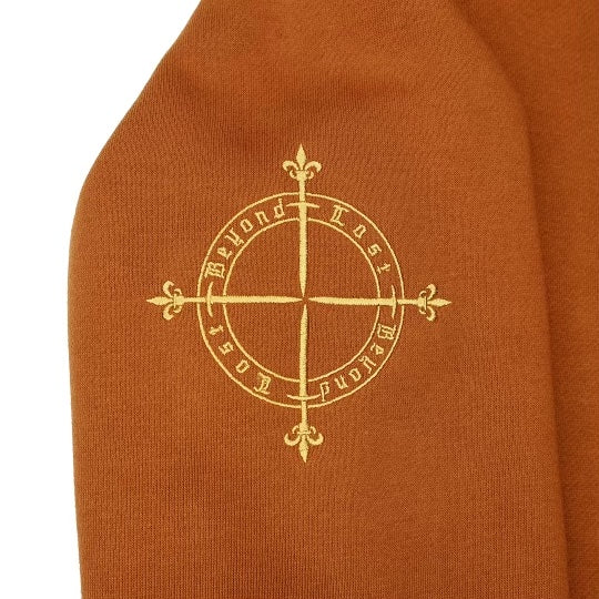 Honey Gold Oversized Pullover Hoodie: Gold Metallic Embroidery