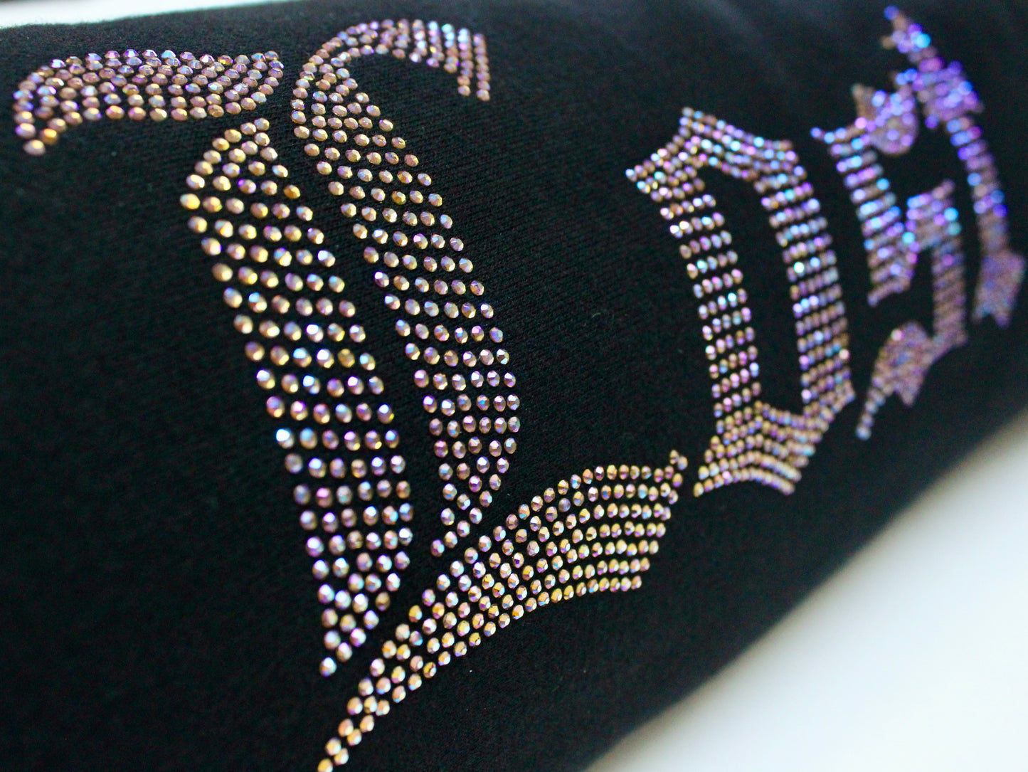 Black Rhinestone Zip Hoodie: Barbed Wire Smiley Face