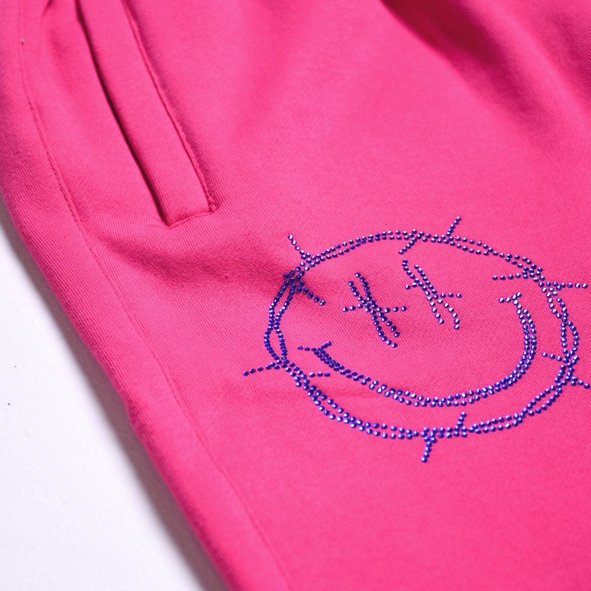 Hot Pink Rhinestone Sweats: Barbed Wire Smiley Face