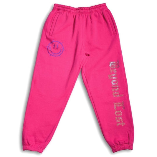 Hot Pink Rhinestone Sweats: Barbed Wire Smiley Face