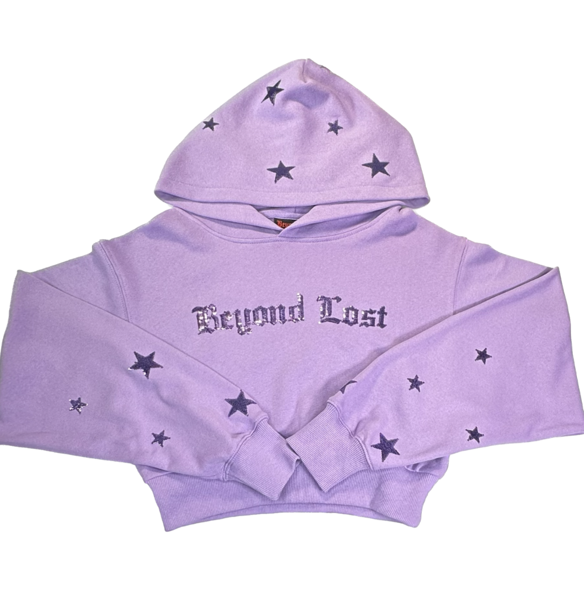 Purple with Lilac Sequins Cropped Hoodie. True to Size.
