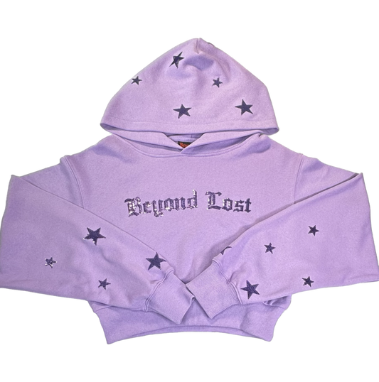 Purple with Lilac Sequins Cropped Hoodie. True to Size.