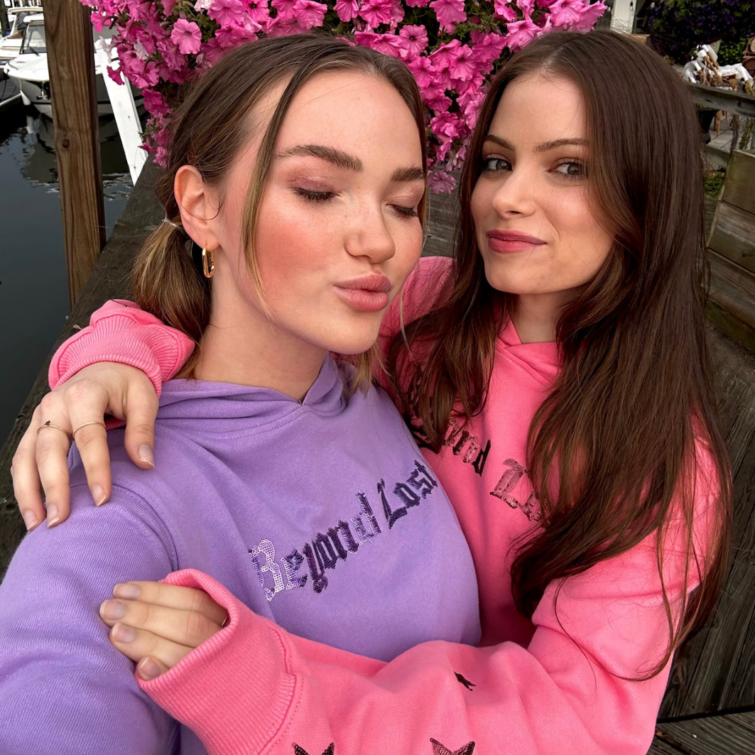 Purple with Lilac Sequins Cropped Hoodie. True to Size.