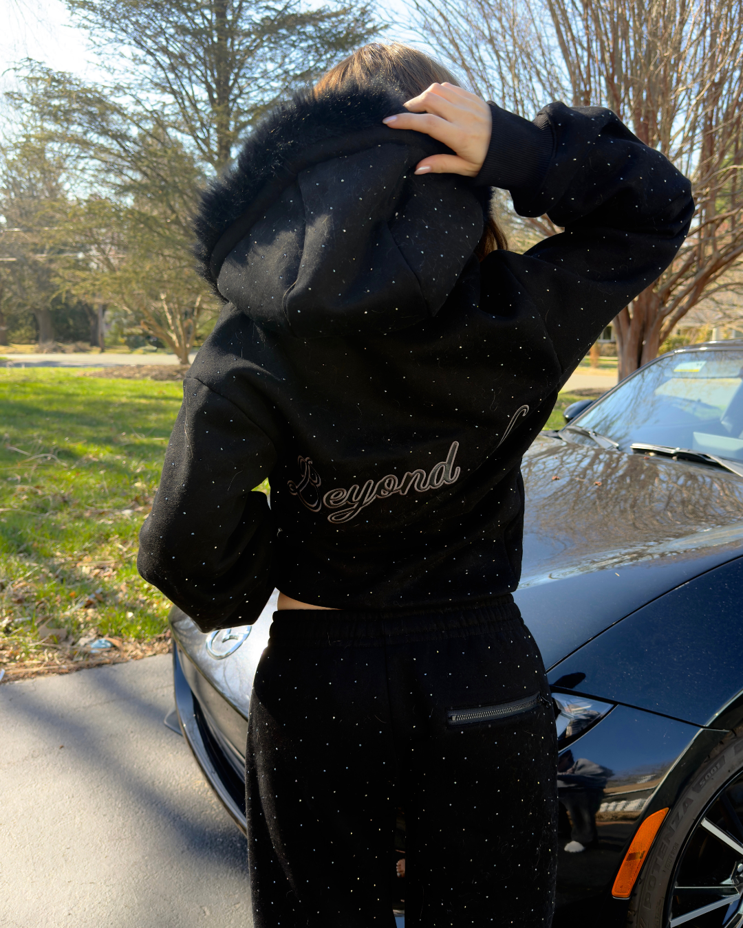 NEW! Black Rhinestone Midnight Star Hoodie
