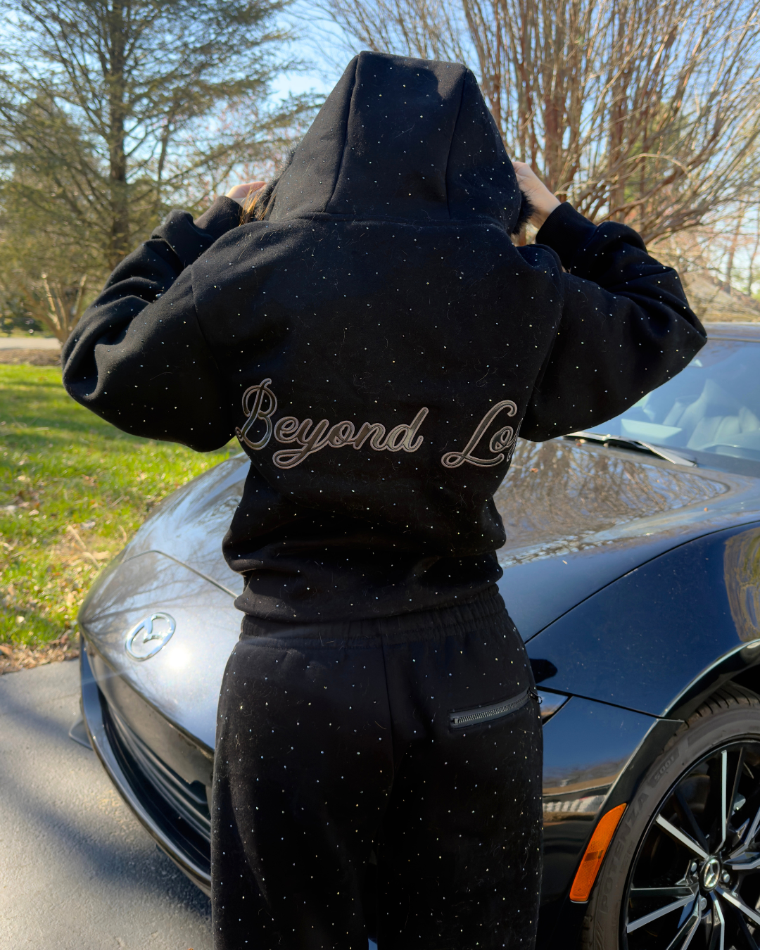 NEW! Black Rhinestone Midnight Star Hoodie