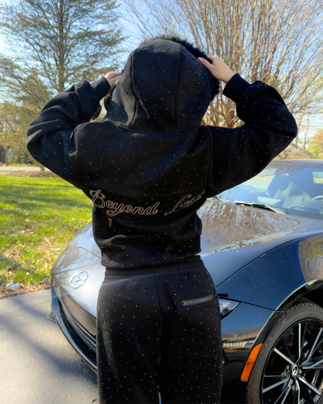 NEW! Black Rhinestone Midnight Star Hoodie