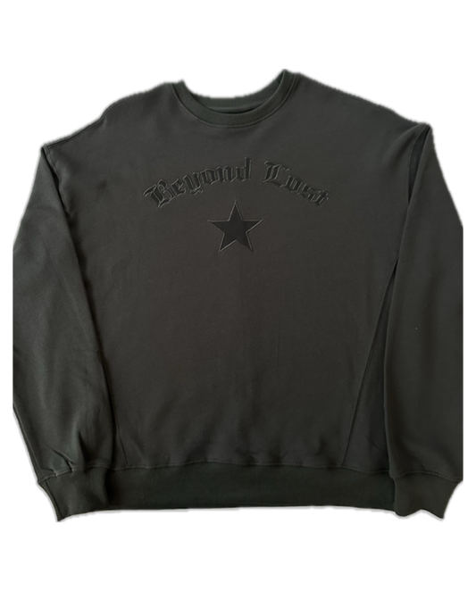 Smoke Gray on Gray Star Crewneck Sweatshirt. Lightweight Oversized. Limited Edition!