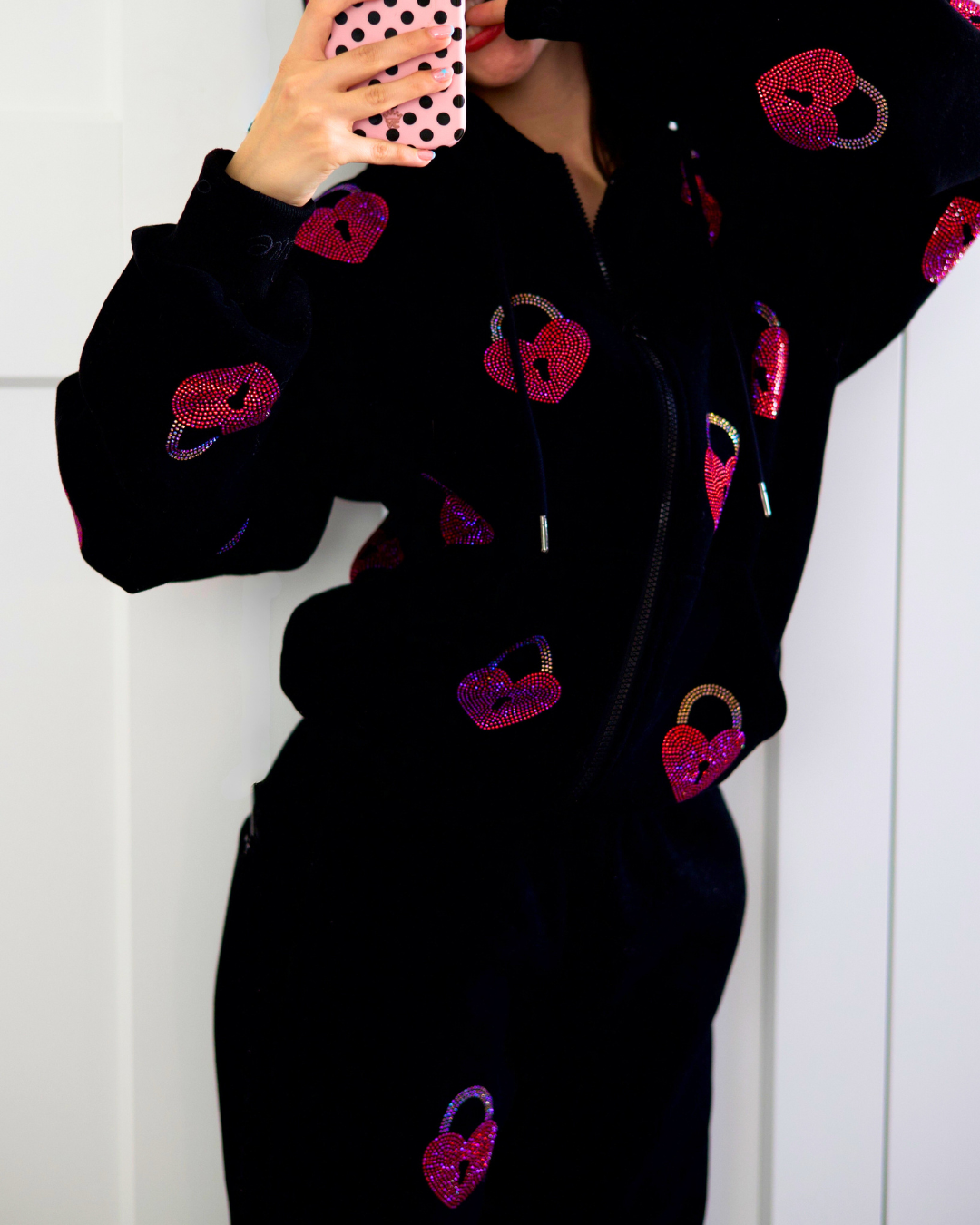 Rhinestone Heart Lock + Key Pants