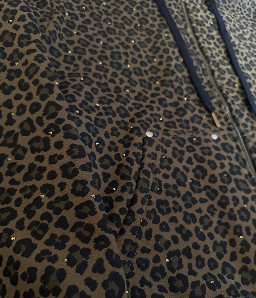 NEW! Copper Cheetah Rhinestone Hoodie w/ Fur Trim