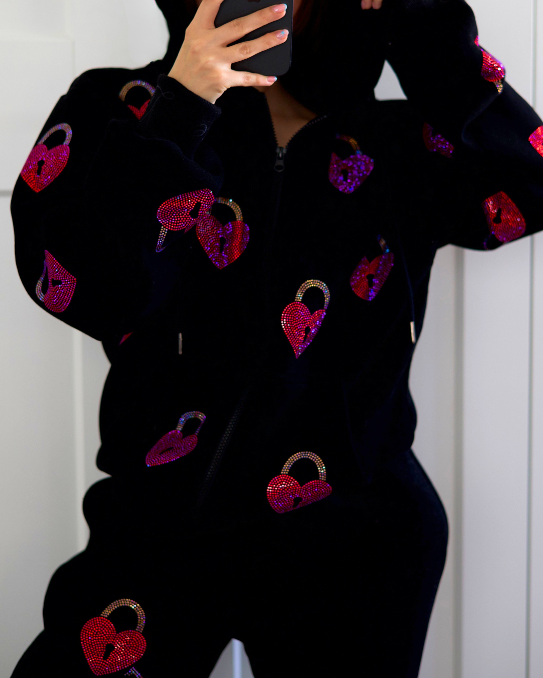 Rhinestone Heart Lock + Key Pants