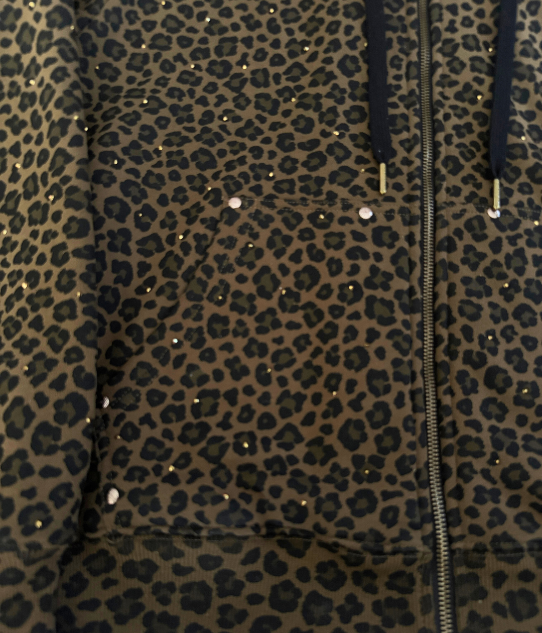 NEW! Copper Cheetah Rhinestone Hoodie w/ Fur Trim