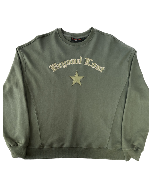 Sage Green Star Crewneck Sweatshirt. Lightweight Oversized. Limited Edition!