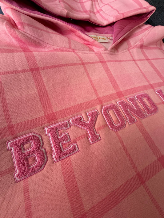 Limited Edition Tartan Plaid Varsity Pink Hoodie w/Satin lining