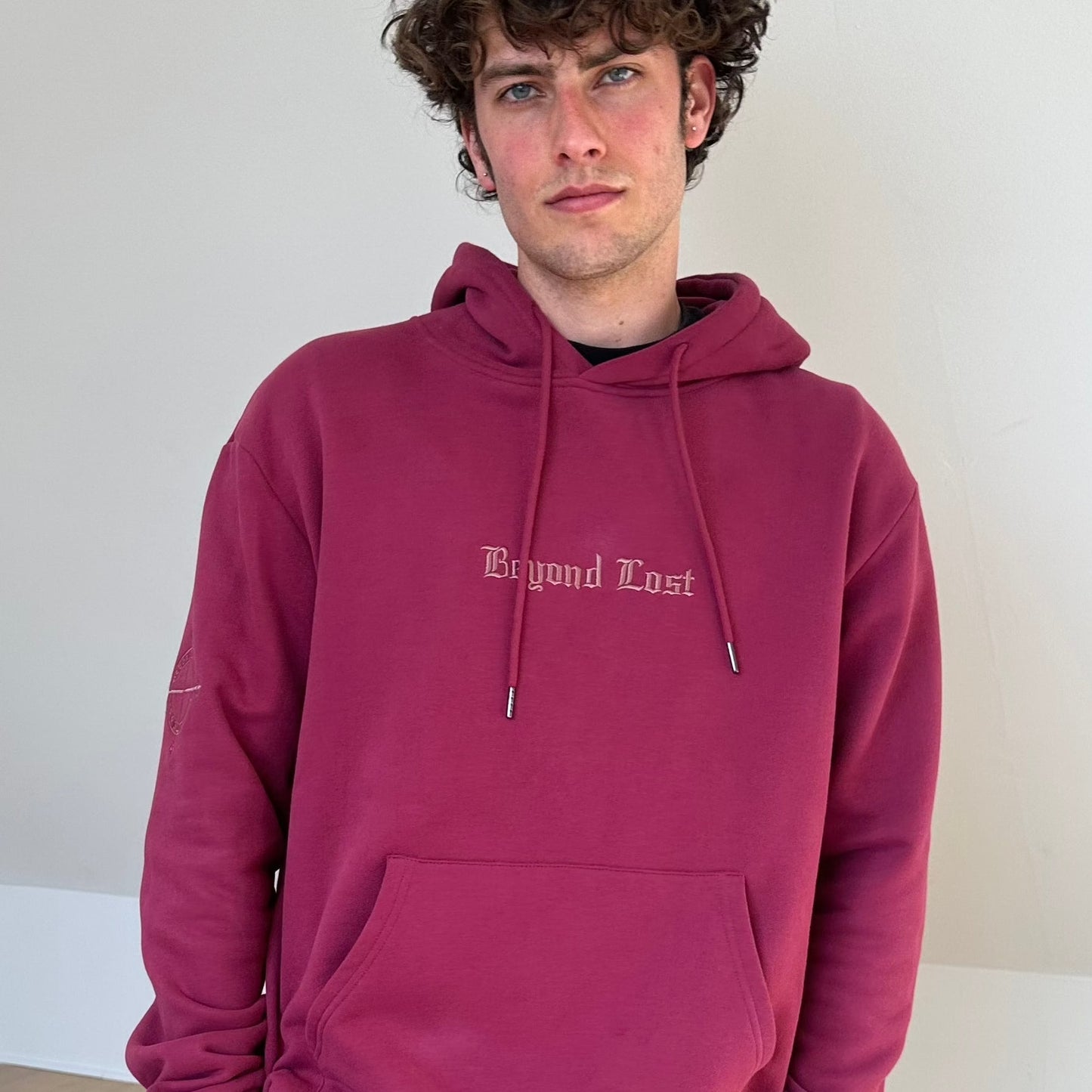 Berry Oversized Pullover Hoodie: Light Berry Embroidery - Unisex fit