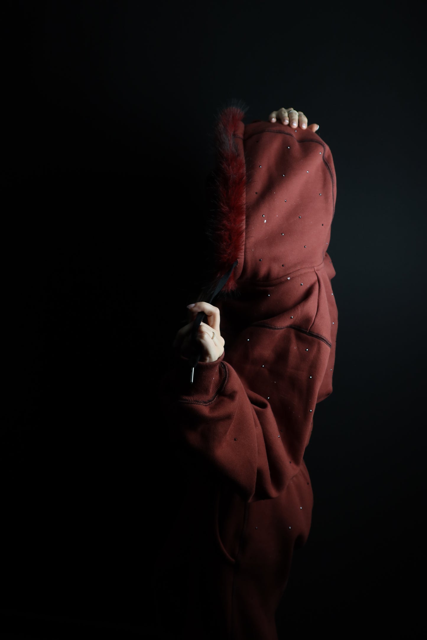 NEW! Cherry Cola Rhinestone Hoodie w/ Fur Trim