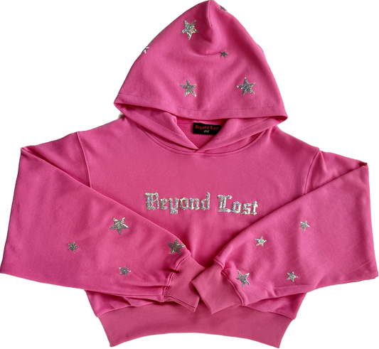 Pink Crop Hoodie w/ Disco Sequins! Y2K Inspired. True to Size. Limited Edition!