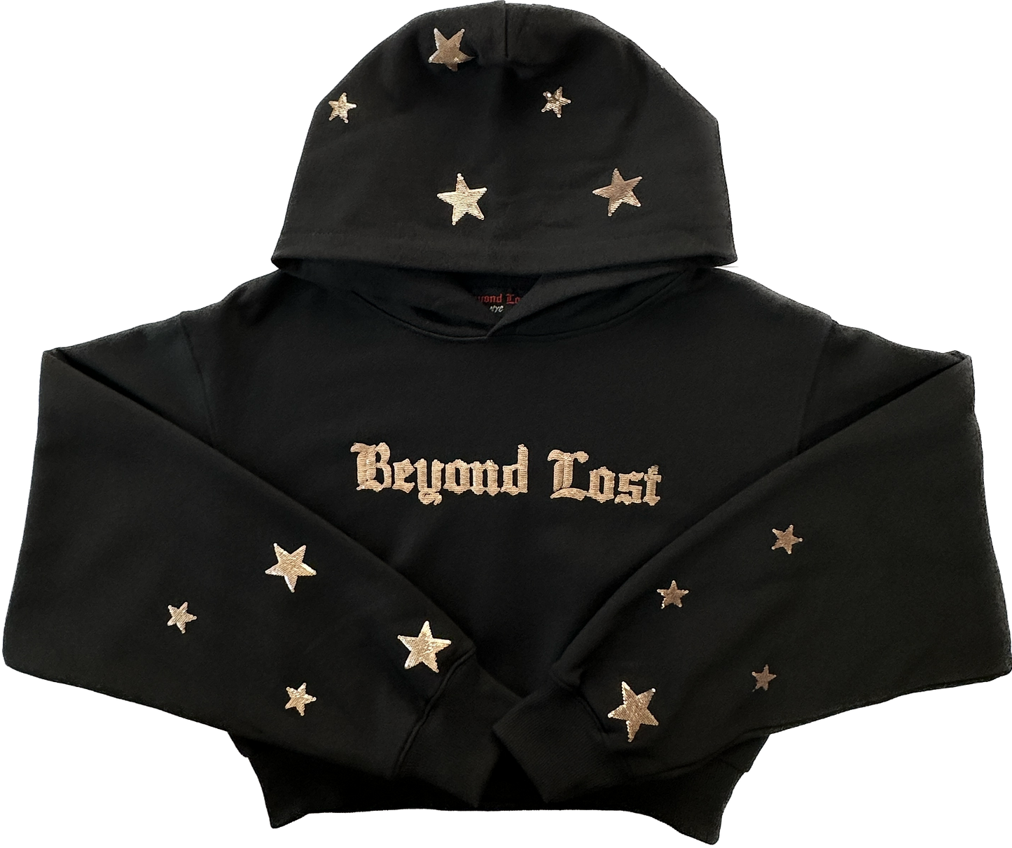 Black Crop Hoodie w/ Bronzed Gold Sequins. True to Size. Limited Edition!