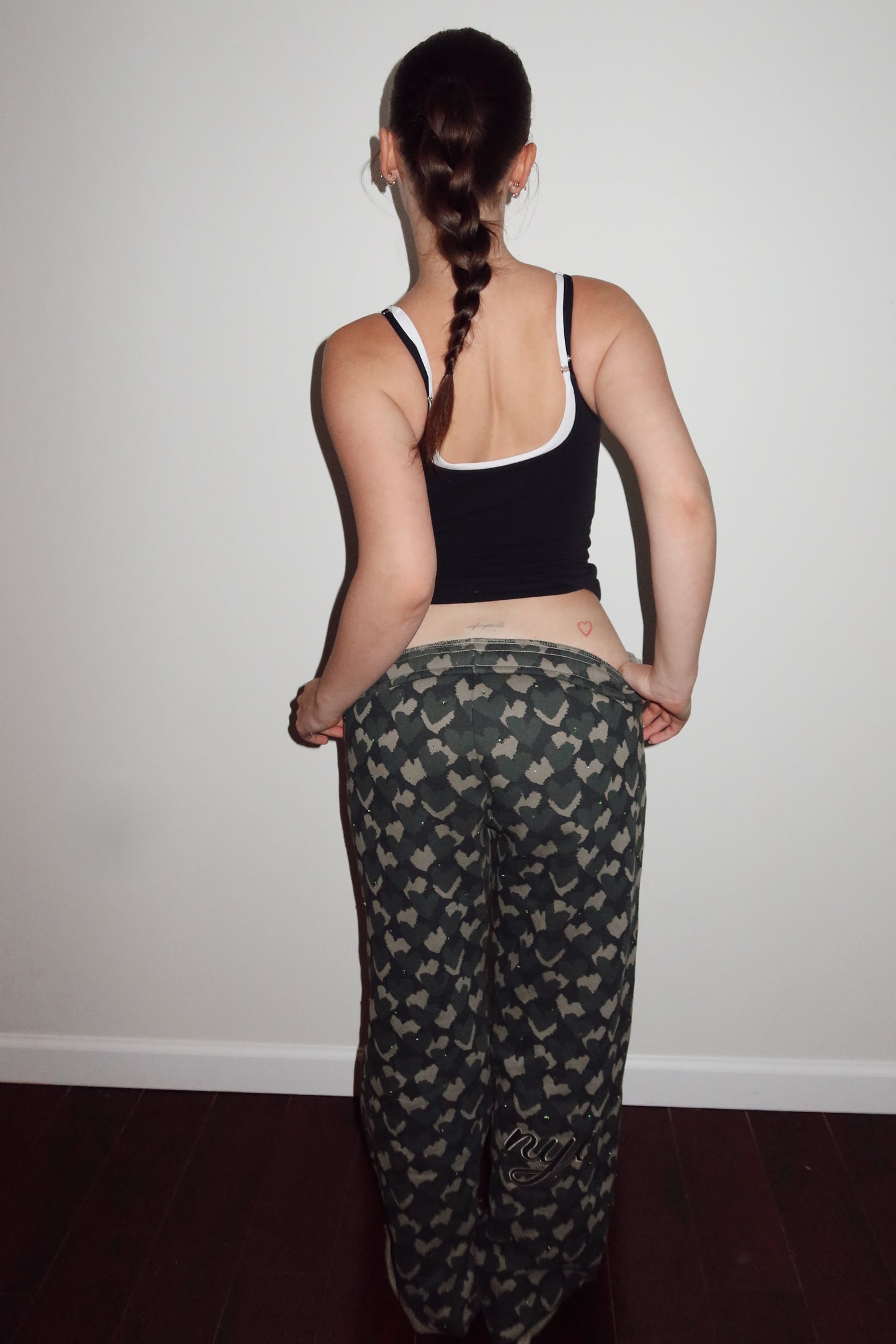 Rhinestone Heart Pants w/ Embroidery