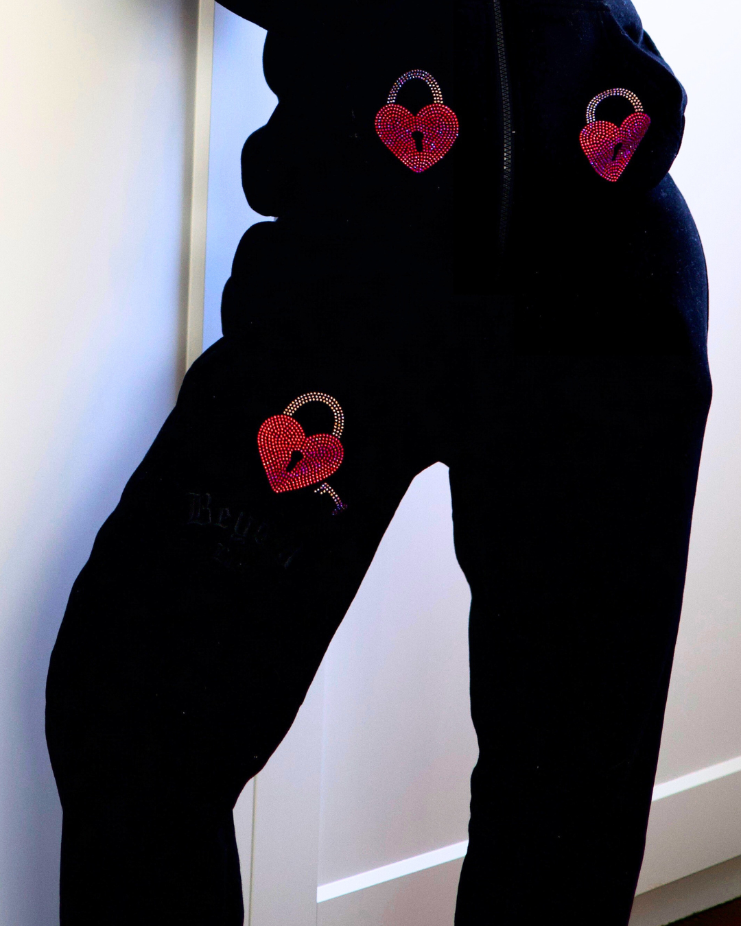 Rhinestone Heart Lock + Key Pants