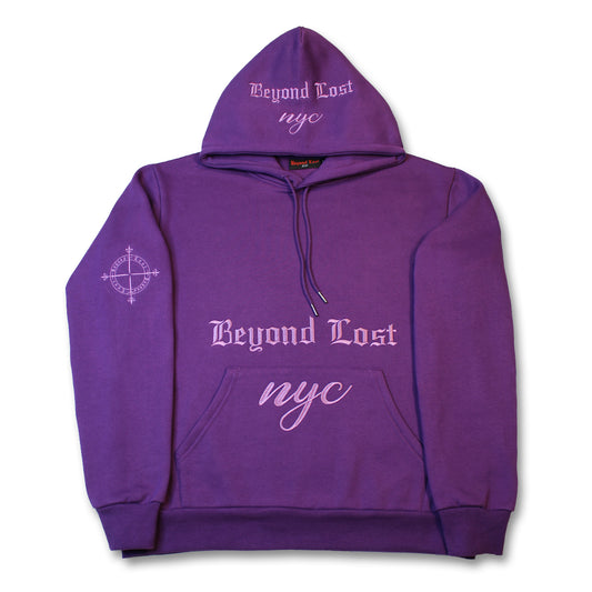 Ultra Violet Oversized Pullover Hoodie: Violet Metallic Embroidery